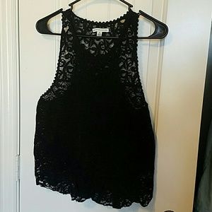 Black crochet lace tank top
